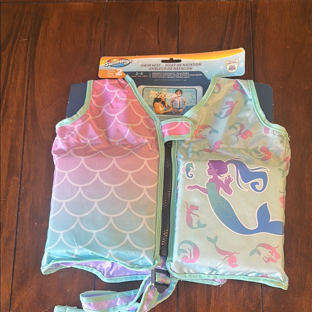Kids Mermaid Swim Vest - Pink and Green